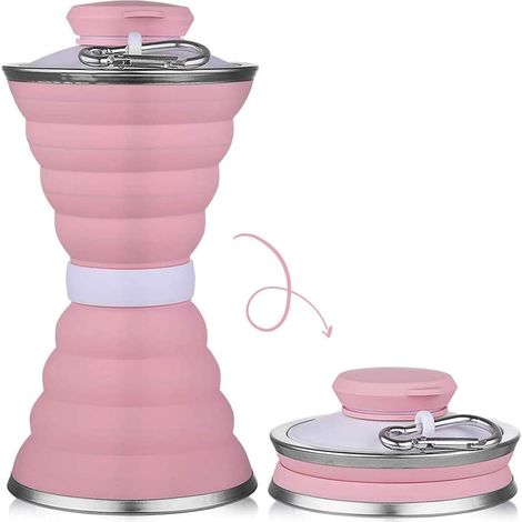 Boîteille d'eau pliable en siliCône (rose)-Fei Yu