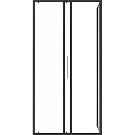 Paroi de douche avec porte coulissante noir mat style industriel - 100 x 80 x 195 cm - TORONI (1/2)