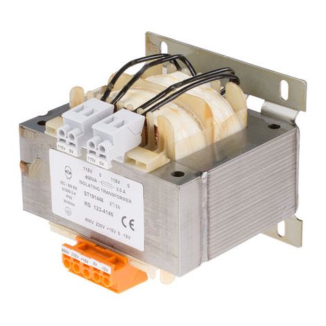 Transformateur d'isolement, Vin 230V ac (+/- 15V) - 400V ac (+/- 15V), Vout 115V c.a., 400VA ( Prix pour 1 ) (1/2)