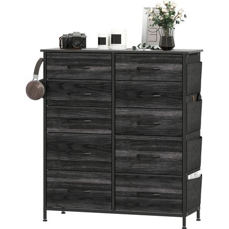 Chest of Ten Fabric Drawers  Black (1/5)