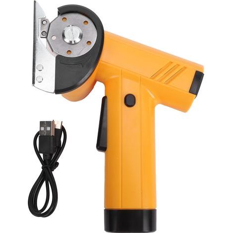 Ciseaux électriques sans fil avec affichage LED et verrouillage de sécurité, vitesse réglable, type C, coupe rechargeable pour tissu, carton, cuir, jaune (1/5)