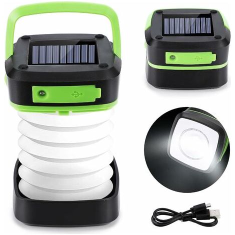 Lanterne de Camping, Solaire et Rechargeable USB LED Camping Lanterne Portable Lanterne Pliable 3 Modes Lampe Camping avec fonction banque d'alimentation pour Camping Excursions Secours Urgence (1/5)