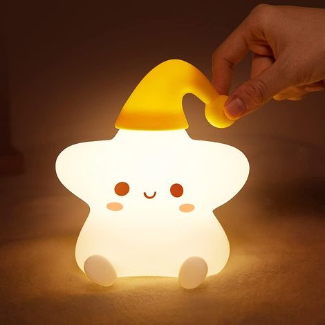 Veilleuse étoilée pour chambre d'enfant, alimentée par une pile souple en silicone, lumière mignonne aux couleurs changeantes (1/3)