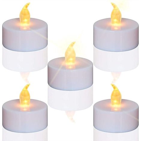 Set de 24 bougies LED scintillantes - Effet flamme réaliste - À piles - Lumière blanche chaude - Décoration intérieure sans danger (1/5)