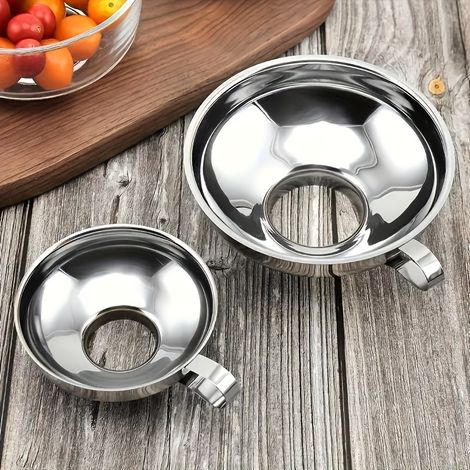1 entonnoir de cuisine à large ouverture et avec poignée, entonnoir à confiture en métal alimentaire avec passoire pour pots à ouverture large/standard (1/4)