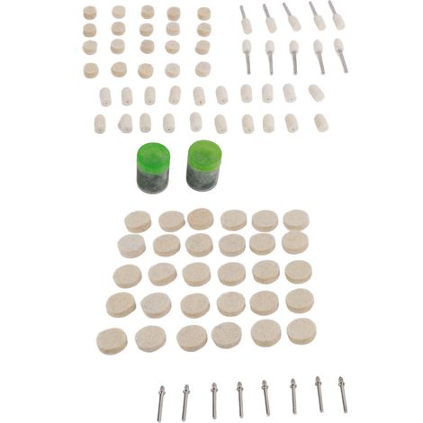 Jeu de 90 pièces abrasives de roues de polissage et de tampons en laine douce avec mandrins pour outils rotatifs (1/5)