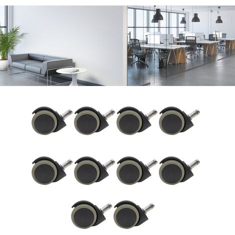Lot de 10 roulettes de chaise de bureau pivotantes à 360° en nylon PU vert olive (5 cm) pour remplacement (1/5)