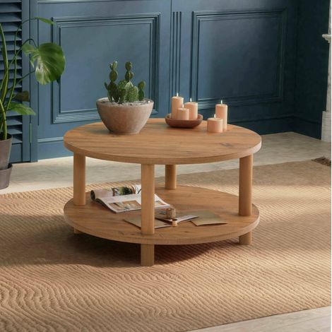 Mesa de Centro Alhakim, Revistero, 70x70x43.7h cm Roble Marrón (1/4)