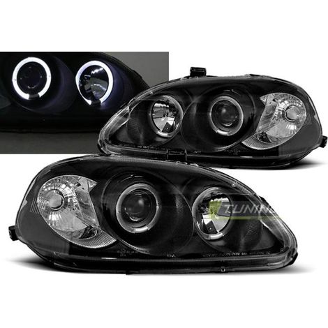 Paire de feux phares Honda civic 95-99 Angel eyes noir-27361393 (1/2)