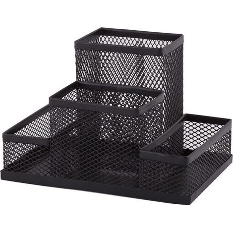 Organiseur de bureau, Pot à Crayons en Métal, Étagère de Bureau avec Porte-notes en Maille,Multifonctionnel Organisateur de Bureau (1/5)