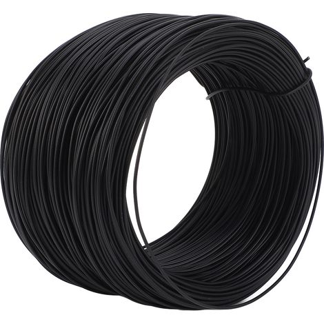 Fil de fer galvanisé électrolytique 0,55 mm 85 m rond plastifié PVC résistant souple flexible pour attache câble noir (1/5)
