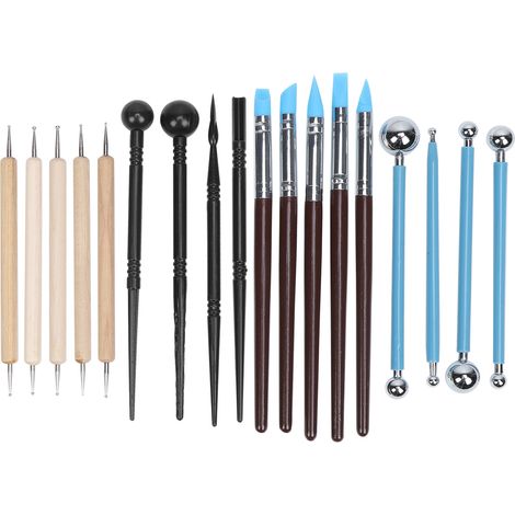 18Pcs Clay Craft Kit Creasing Stick Wooden Point Drill Pen Carving Pottery Making Tools (1/5)
