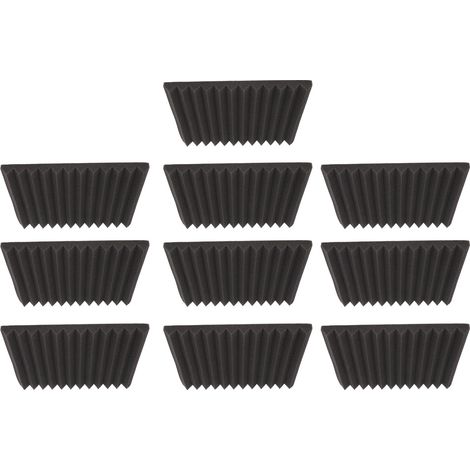 Lot de 10 panneaux acoustiques en mousse gris foncé ignifugée, rainurés triangulaires, avec revêtement en coton absorbant le son. (1/5)