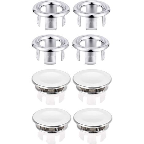 Lot de 12 bagues de trop-plein d'évier en ABS chromé, couvercles de trou de trop-plein 30 x 20 mm, accessoire de plomberie (1/5)