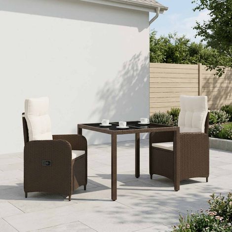 vidaXL Outdoortisch-Set 3 pcs Braun und Creme Weiß 90 x 90 x 75 cm (1/5)