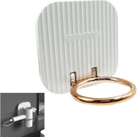 Porte sèche cheveux support mural Porte sèche cheveux pliable auto-adhésif - 1 pièce (1/5)