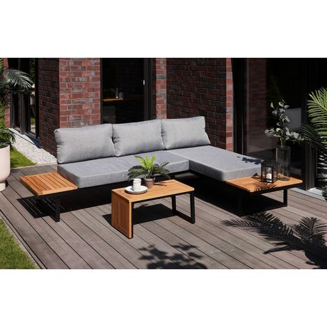 Primaster Gartenmöbel-Set Vulcano Holz/Aluminium Ecksofa Sitzgruppe Lounge Set (1/3)