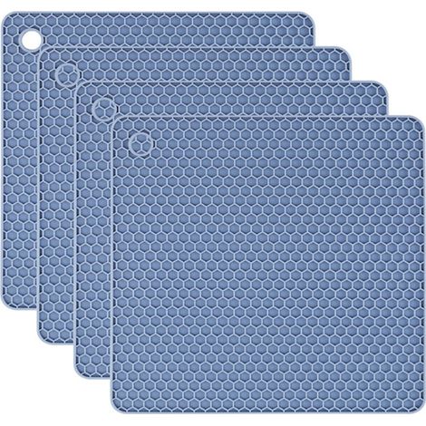 Lot de 4 dessous de plat en silicone antidérapant, réutilisables, résistants à la chaleur – bleu nordique (1/5)