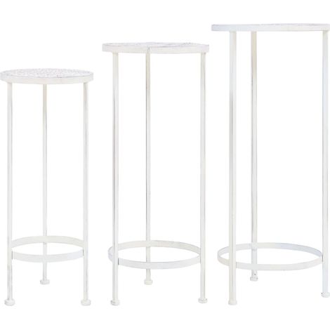 Support de plantes 3 pcs Style vintage métal antique blanc