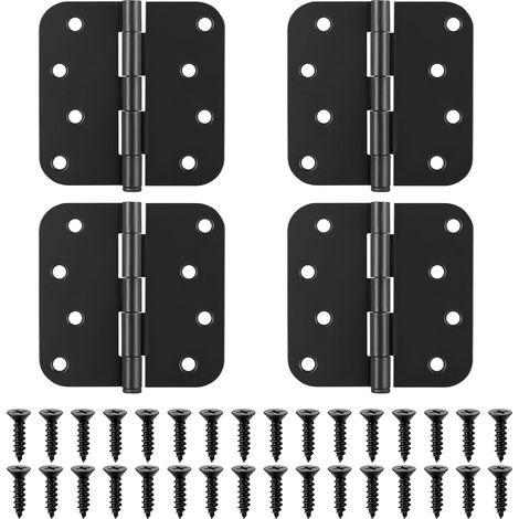 Bisagras plegables de 4 piezas (con tornillos), montaje en pared, 8 orificios, para puertas interiores y exteriores, 10x10 cm, acero inoxidable, negro. (1/5)