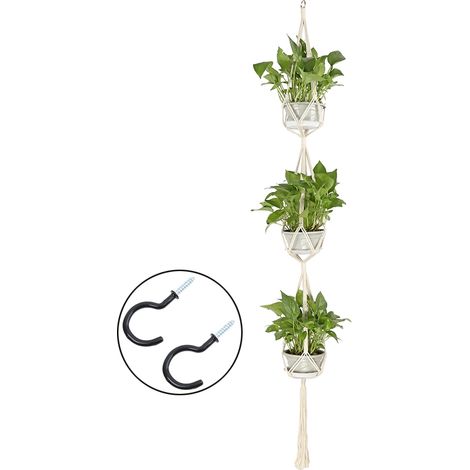Pot de fleurs suspendu, panier en corde pour l'intérieur (1/4)
