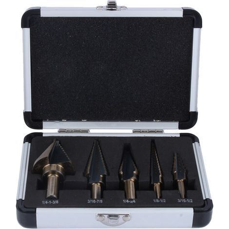 5Pcs HSS Forets étagé Mèche conique Trépan à rn kit Outil électrique avec Boîte range (1/5)