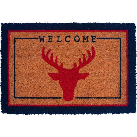 Relaxdays zerbino in fibra di cocco Welcome 60x40 cm antiscivolo resistente intemperie multicolore (1/5)