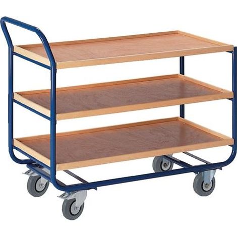 Rollcart Tischwagen mit 3 Etagen 1000x575mm Buchedekor 20mm Rand (1/2)