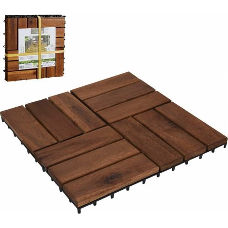 Baldosas de madera de acacia para terraza, 30x30 cm, juego de 4 (1/3)