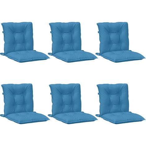 Sitzkissen für Niedriglehner-Stühle, Set aus 6, gemischtes Blau, Stoff