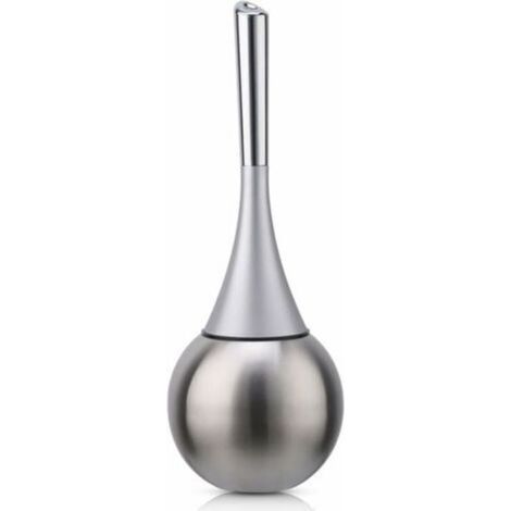 Porte-brosse WC autoportant en acier inoxydable finition brossée polie ensemble WC salles de bains (brosse incluse)-argent (1/4)