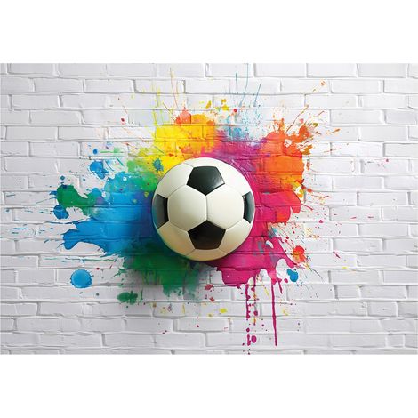 Papier peint mural football graffiti enfant intissé grand format design intérieur chambre enfant pas cher 150x105 cm (1/5)