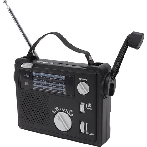 Kurbelradio mit AM/FM/SW-Band, LED-Anzeige, Notruffunktion, MP3-Wiedergabe und USB-Speicherkartensteckplatz (1/5)