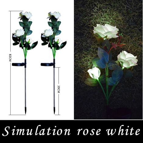 Luminaire Solaire Fleur Artificielle - 6 Têtes Éclairées - Rose en EVA - Pour Jardin Extérieur et Cimetière - 2 Pièces (1/5)