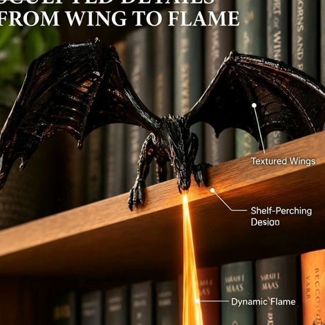 Innovative und bezaubernde Drachen-Regalleuchte als Bücherregal-Ornament -