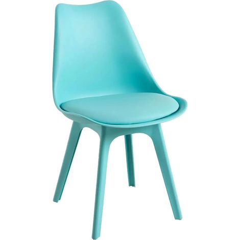 ORION91 Silla BOREAL Asiento Acolchado Piel Sintética y Patas Color Aguamarina 48x43x82cm Comedor Oficina Salón Teletrabajo Cocina - SpazioLuzio (1/5)