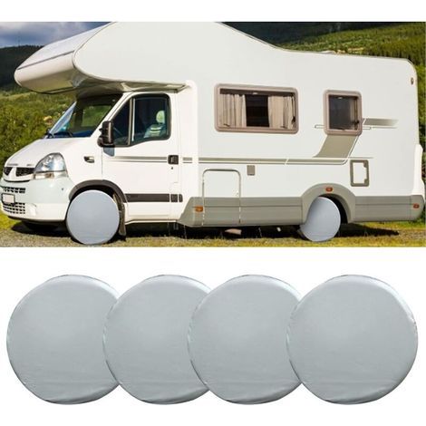 Housses de protection pour pneus imperméables – Lot de 4, 27-29 pouces, polyester avec doublure coton – Pour remorque, camping-car, voiture, camion (1/5)