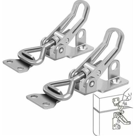 Chiusura a leva in acciaio inossidabile, 2 pezzi di chiusura a leva in metallo, serratura a leva, antiruggine, fissaggio robusto, chiusura a morsetto, per rompere e stringere la porta di valigie e arm (1/4)