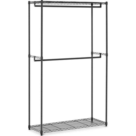 Appendiabiti in filo metallico per armadio, 2 ripiani, 2 grucce, 120 x 45 x 180 cm, fino a 200 kg (1/6)