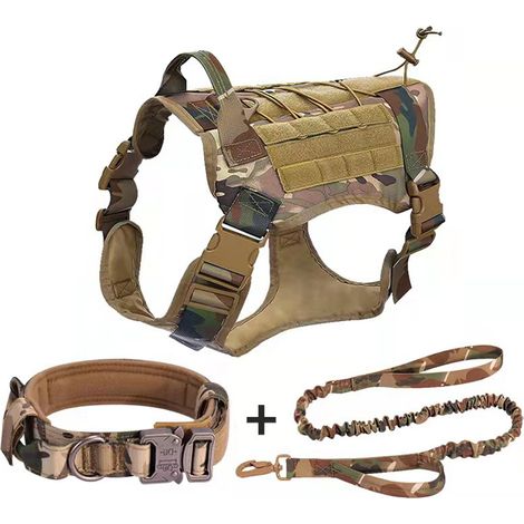 Arnés militar para perros con bolsillo y parche, chaleco táctico antitirones para perros grandes, arnés para perros de servicio para entrenamiento y senderismo.