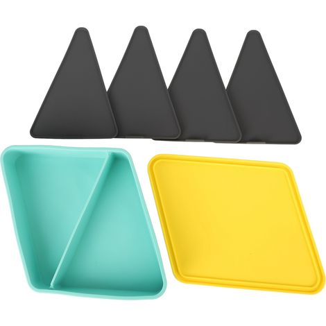 Boîte à pizza carrée en silicone, réutilisable et chauffante, idéale pour les pique-niques. Couleur vert menthe avec couvercle jaune. (1/5)