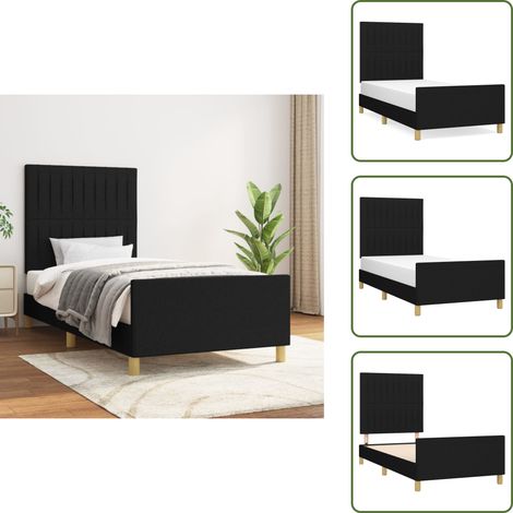 Bettgestell ohne Matratze Schwarz 90x200 cm Stoff - Bettsystem - Doppelbett - Boxspringbetten - Lattenrost - Schlafzimmermöbel (1/5)