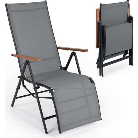 COSTWAY Sedia da Giardino, Schienale Regolabile 6 Livelli (Grigio,1) (1/5)