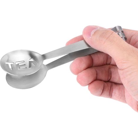 Stück Mini-Teebeutelzange aus Edelstahl, rund, zum Ausdrücken von Teebeuteln, Kräutergriff, Küchenhelfer (1/5)