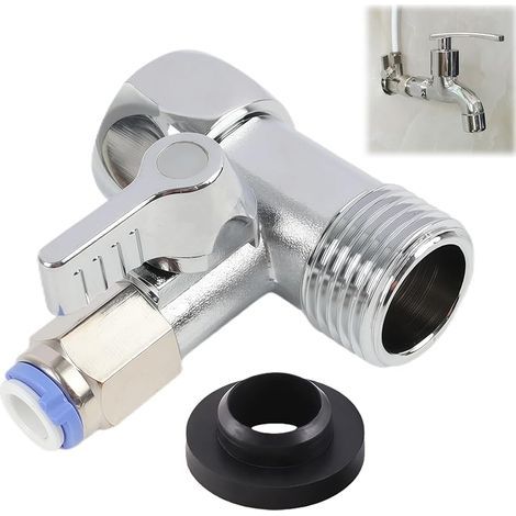 Vanne D’arrêt Adaptateur En T 1/2x1/2x1/4 Ro Raccord Adaptateur D’eauRépartiteur de Jardin, Adaptateur de Raccord D'eau en T, Connexion de 2 Appareils, avec Joint en Caoutchouc (1/5)