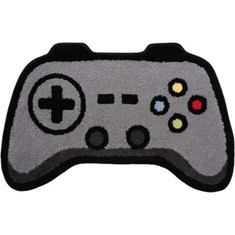 Tapis de jeu mignon avec console de jeu de dessin animé, manette de jeu, tapis de sol, antidérapant, extra doux, absorbant, lavable en machine, tapis de salle de jeux, tapis de douche, tapis de