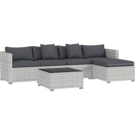 Stylish 6-Piece Mixed Grey Rattan Corner Sofa Set for Outdoor Living Spaces (1/5)
