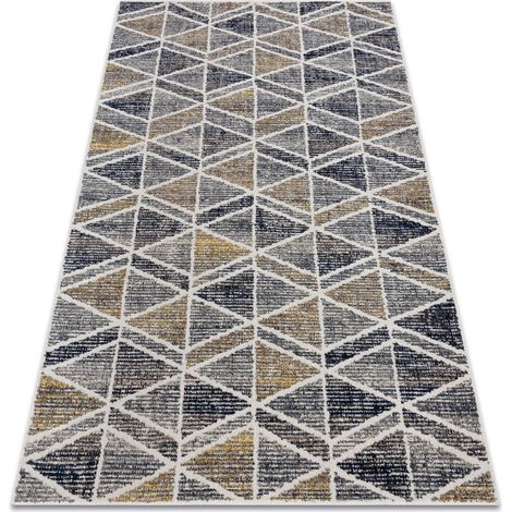 Modern Teppich MUNDO D7891 Diamanten, Dreiecke 3D Outdoor grau / beige multicolour 160x220 cm