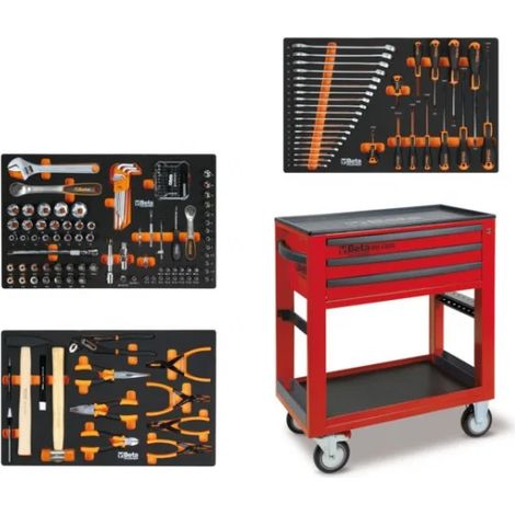 Beta BW 5000S/3M Carrello di servizio con cassetti e assortimento 189 Pz. - Rosso