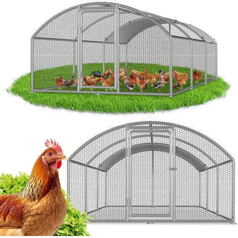 Randaco Hühnerstall Hühnerhaus 3x6x2m Bogenaufsatz Kleintierstall Freilaufgehege Kleintiergehege Voliere Freigehege Hühnerkäfig Geflügelstall Verzinkter Stahl